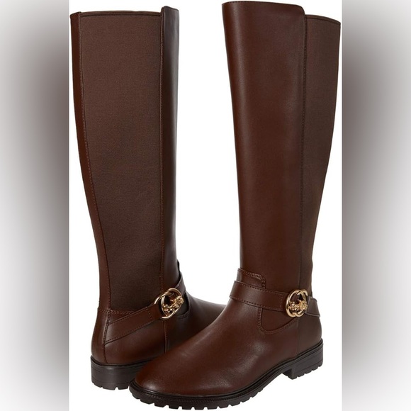 Coach Farrah Riding Boots Walnut Brown Leather Knee High Women’s 8 NEW Zip - Picture 2 of 7